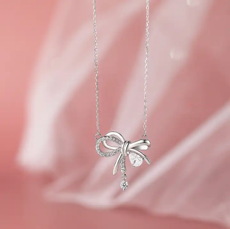 Silver Bow Necklace